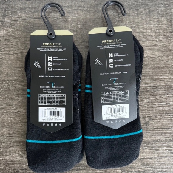 2 Pair Stance Performance FreshTek Infiknit Socks Run Light Tab Size SMALL NWT - Picture 2 of 5